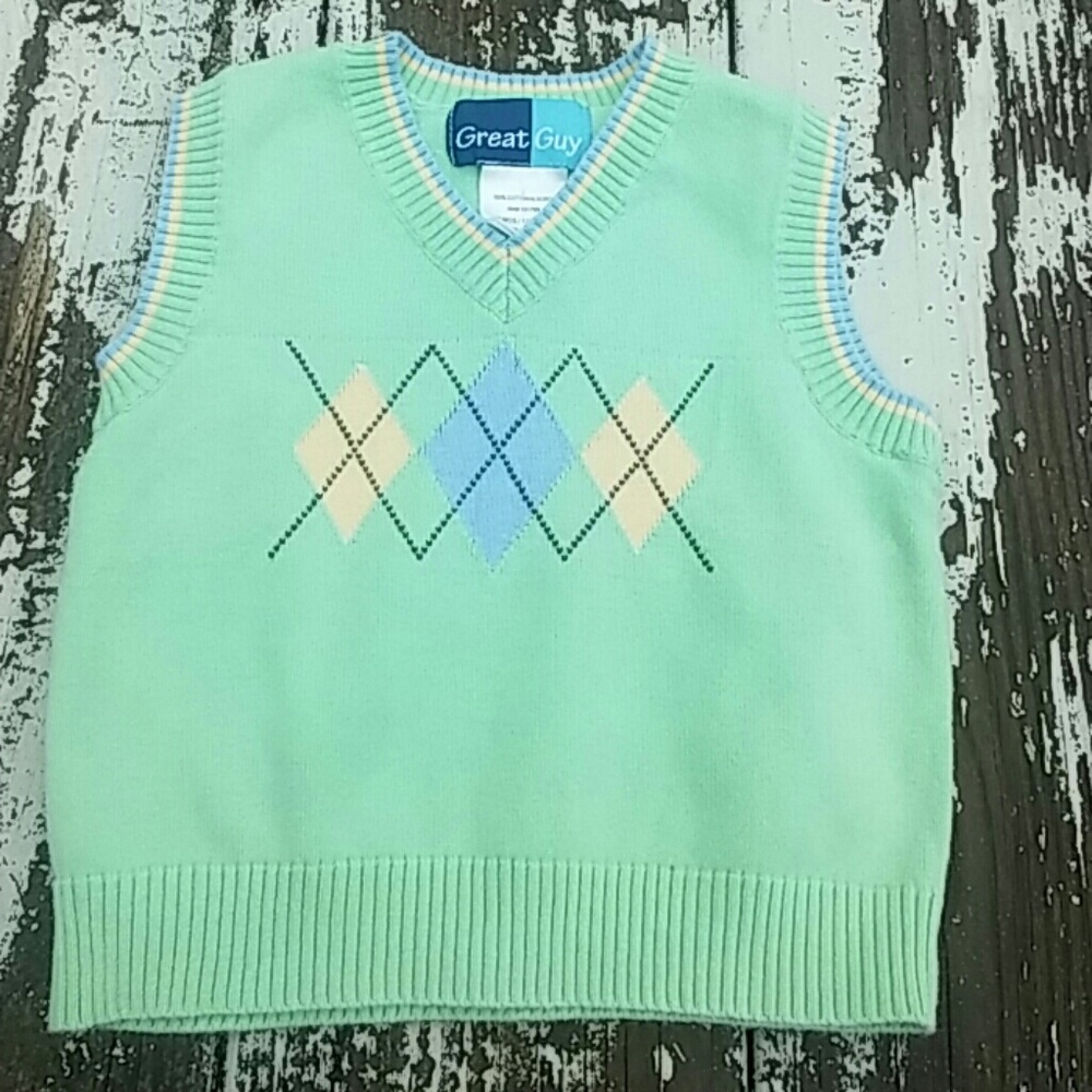 Mint green argyle vest